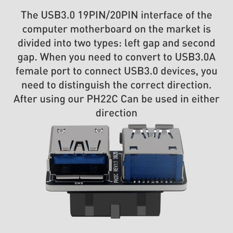 10 PCS 19/20Pin to Dual USB 3.0 Adapter Converter, Model:PH22C - Others by buy2fix | Online Shopping UK | buy2fix