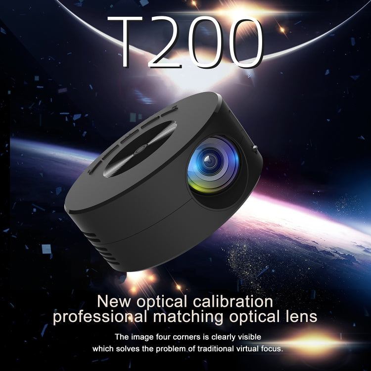 T200 1500LM 1920x1080P LED Mini Projector, AU Plug(Black) - Consumer Electronics by buy2fix | Online Shopping UK | buy2fix