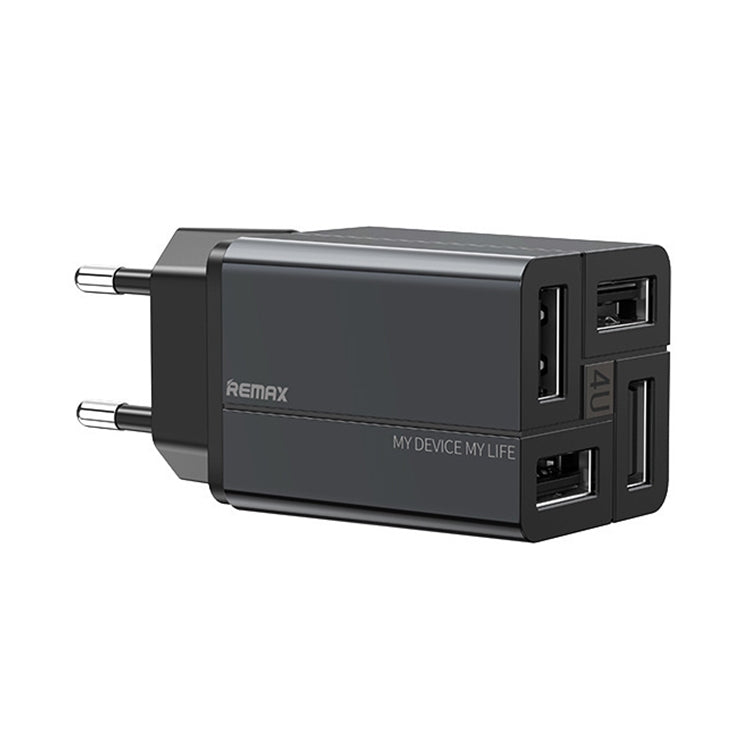 REMAX RP-U43 3.4A 4 USB Port Fast Charger, Specification:EU Plug(Black) - USB Charger by REMAX | Online Shopping UK | buy2fix