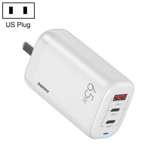REMAX RP-U55 Territory Series 65W USB+Dual USB-C / Type-C Interface Fast Charger, Specification:US Plug (White) - USB Charger by REMAX | Online Shopping UK | buy2fix