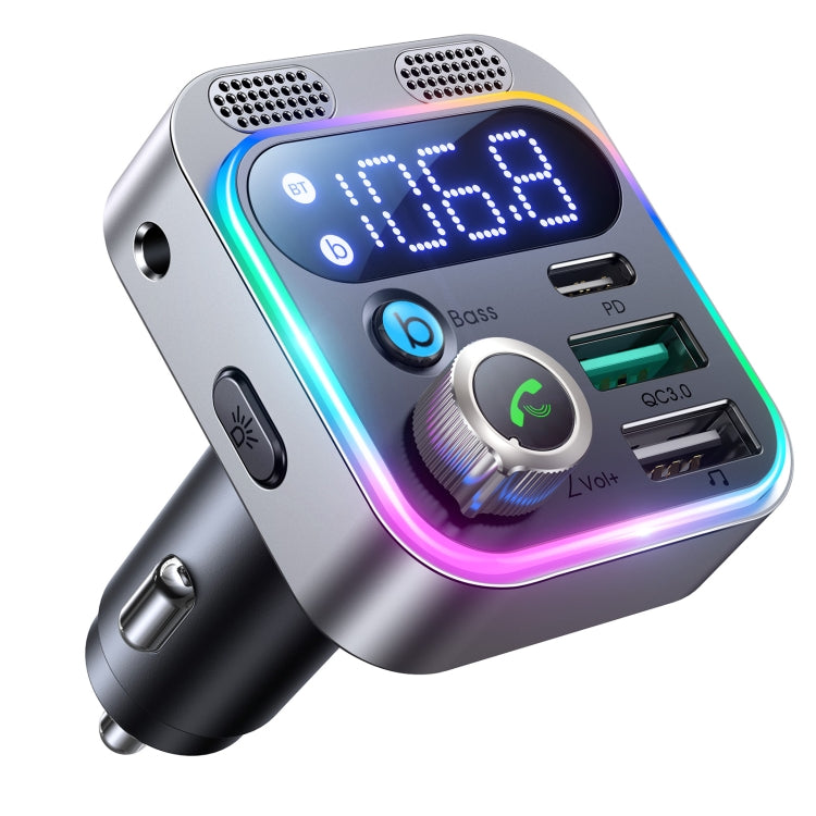 JOYROOM JR-CL16 48W Bluetooth 5.0 Car Wireless FM Transmitter(Silver) - Bluetooth Car Kits by JOYROOM | Online Shopping UK | buy2fix