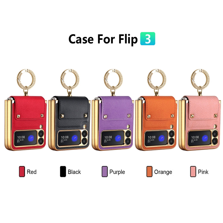 For Samsung Galaxy Z Flip3 5G GKK Colorful PU Phone Case with Ring Holder(Black) - Galaxy Phone Cases by GKK | Online Shopping UK | buy2fix