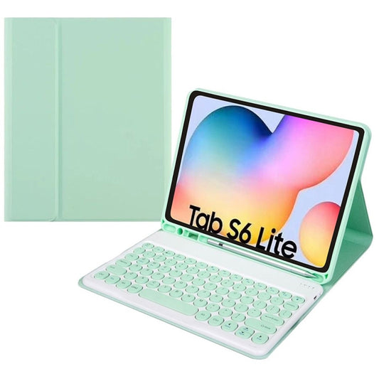 Round Cap Bluetooth Keyboard Leather Case with Pen Slot, without Touchpad For Samsung Galaxy Tab S7(Green+Green Keyboard) - Samsung Keyboard by buy2fix | Online Shopping UK | buy2fix