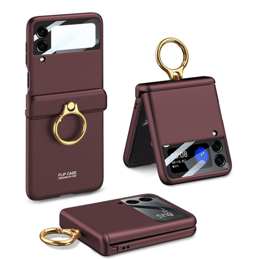 For Samsung Galaxy Z Flip4 GKK Magnetic Hinged Flip Case with Ring Holder(Dark Red) - Galaxy Z Flip4 5G Cases by GKK | Online Shopping UK | buy2fix