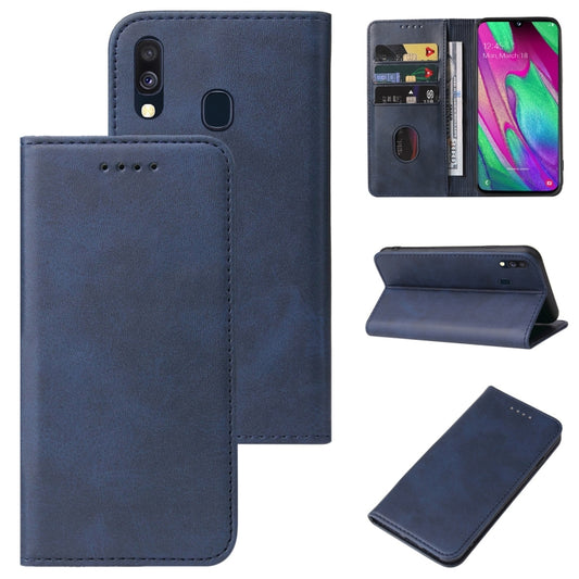 For Samsung Galaxy A40 Magnetic Closure Leather Phone Case(Blue) - Galaxy Phone Cases by buy2fix | Online Shopping UK | buy2fix