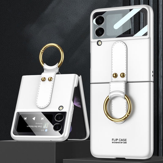 For Samsung Galaxy Z Flip4 GKK Ultra-thin PC Full Coverage Phone Flip Case with Ring Holder(Silver) - Galaxy Z Flip4 5G Cases by GKK | Online Shopping UK | buy2fix