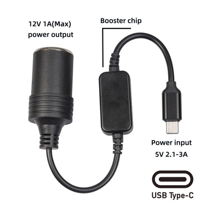 3710-03 30cm Type-C 5V to 12V Car Cigarette Lighter Socket Boost Power Adapter Cable - In Car by buy2fix | Online Shopping UK | buy2fix