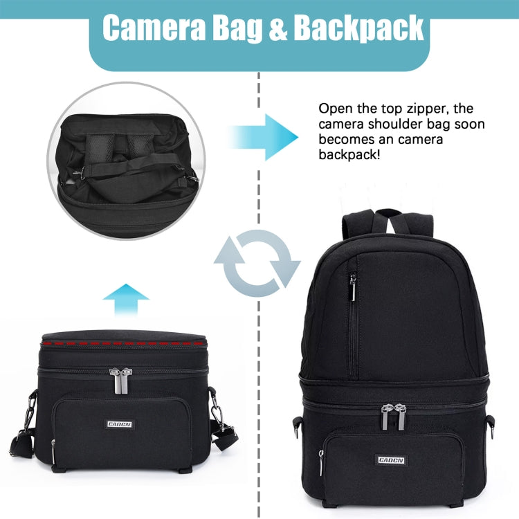 CADeN D30 Detachable Dual Uses Professional SLR Camera Backpack Shockproof Bags(Black) - Camera Accessories by CADeN | Online Shopping UK | buy2fix