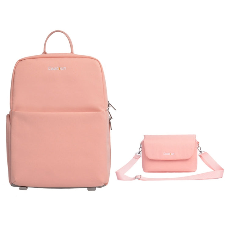 Cwatcun D75 Camera Backpacks Large Shockproof Cameras Lens Bags, Size:37 x 30 x 17cm(Pink) - Backpack by Cwatcun | Online Shopping UK | buy2fix