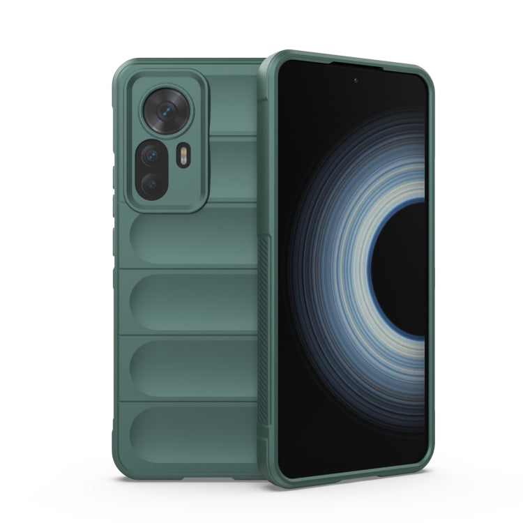 For Xiaomi Redmi K50 Ultra / Xiaomi 12T Magic Shield TPU + Flannel Phone Case(Dark Green) - Xiaomi Cases by buy2fix | Online Shopping UK | buy2fix