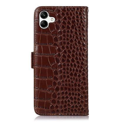 For Samsung Galaxy A04 4G Crocodile Top Layer Cowhide Leather Phone Case(Brown) - Galaxy Phone Cases by buy2fix | Online Shopping UK | buy2fix