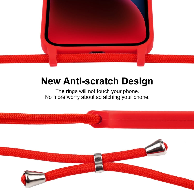 For iPhone 14 Plus Crossbody Lanyard Liquid Silicone Case(Red) - iPhone 14 Plus Cases by buy2fix | Online Shopping UK | buy2fix