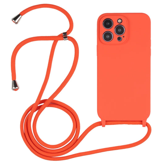 For iPhone 14 Pro Max Crossbody Lanyard Liquid Silicone Case(Orange) - iPhone 14 Pro Max Cases by buy2fix | Online Shopping UK | buy2fix