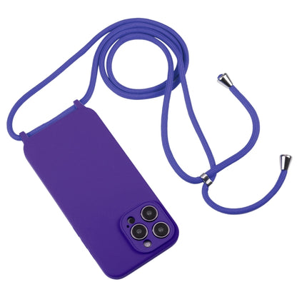 For iPhone 14 Pro Max Crossbody Lanyard Liquid Silicone Case(Purple) - iPhone 14 Pro Max Cases by buy2fix | Online Shopping UK | buy2fix