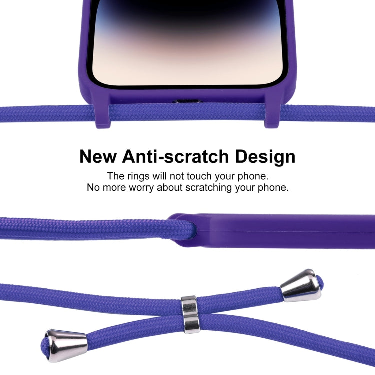 For iPhone 14 Pro Max Crossbody Lanyard Liquid Silicone Case(Purple) - iPhone 14 Pro Max Cases by buy2fix | Online Shopping UK | buy2fix