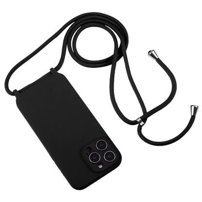 For iPhone 14 Pro Max Crossbody Lanyard Liquid Silicone Case(Black) - iPhone 14 Pro Max Cases by buy2fix | Online Shopping UK | buy2fix
