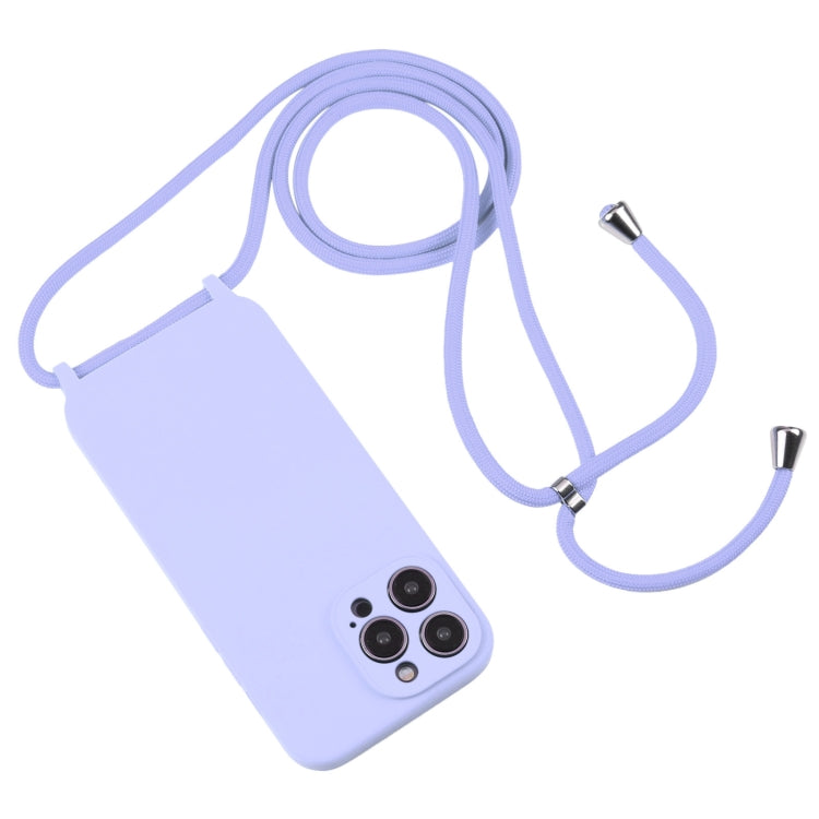 For iPhone 14 Pro Max Crossbody Lanyard Liquid Silicone Case(Light Purple) - iPhone 14 Pro Max Cases by buy2fix | Online Shopping UK | buy2fix