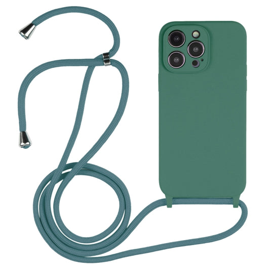 For iPhone 14 Pro Max Crossbody Lanyard Liquid Silicone Case(Emerald Green) - iPhone 14 Pro Max Cases by buy2fix | Online Shopping UK | buy2fix