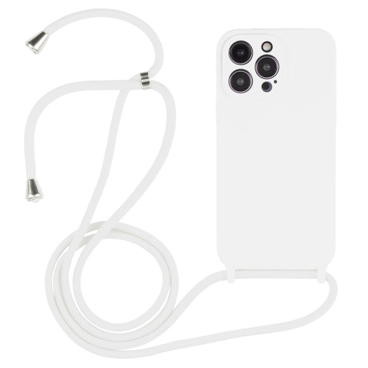 For iPhone 14 Pro Max Crossbody Lanyard Liquid Silicone Case(White) - iPhone 14 Pro Max Cases by buy2fix | Online Shopping UK | buy2fix