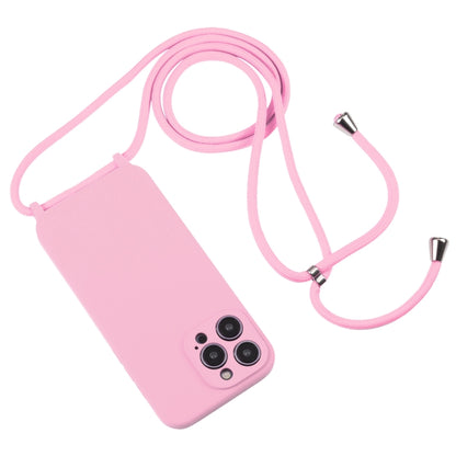 For iPhone 14 Pro Max Crossbody Lanyard Liquid Silicone Case(Pink) - iPhone 14 Pro Max Cases by buy2fix | Online Shopping UK | buy2fix