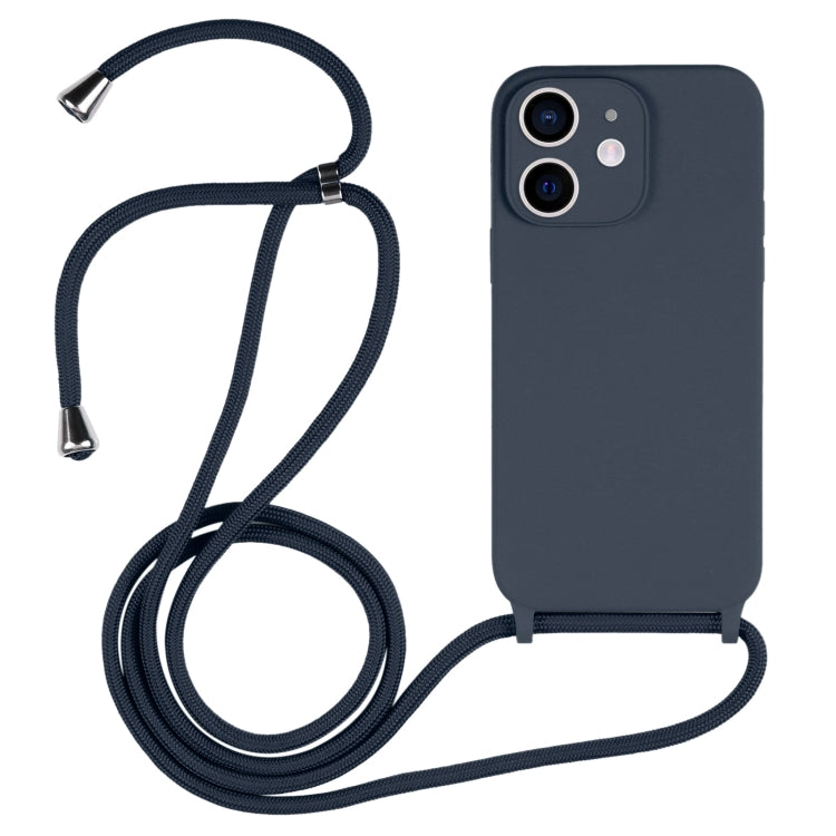 For iPhone 12 Crossbody Lanyard Liquid Silicone Case(Midnight Blue) - iPhone 12 / 12 Pro Cases by buy2fix | Online Shopping UK | buy2fix