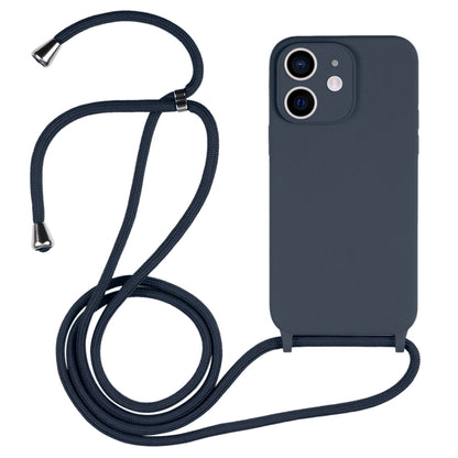 For iPhone 12 Crossbody Lanyard Liquid Silicone Case(Midnight Blue) - iPhone 12 / 12 Pro Cases by buy2fix | Online Shopping UK | buy2fix