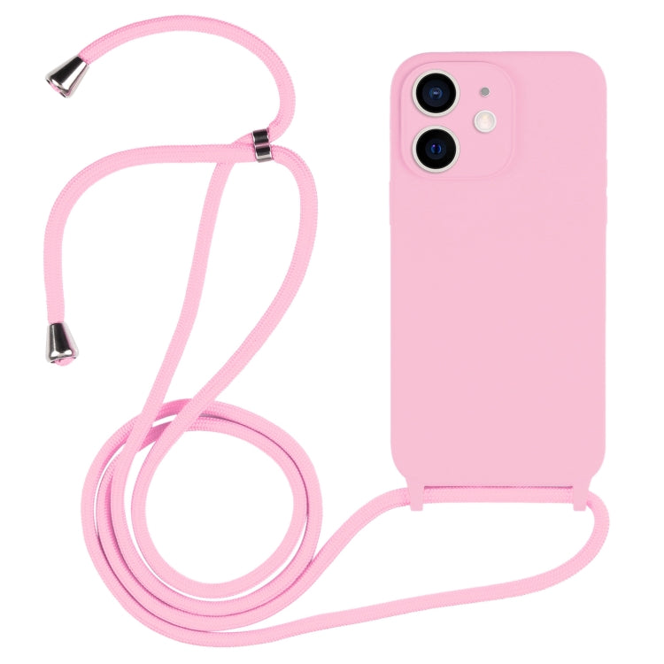 For iPhone 12 Crossbody Lanyard Liquid Silicone Case(Pink) - iPhone 12 / 12 Pro Cases by buy2fix | Online Shopping UK | buy2fix