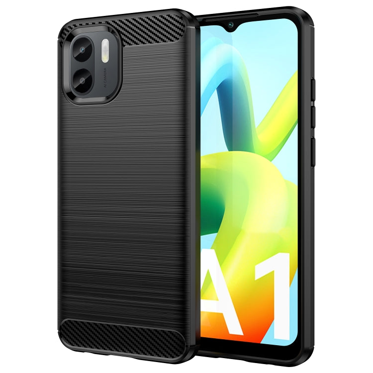 For Xiaomi Redmi A1 Brushed Texture Carbon Fiber TPU Phone Case(Black) - Xiaomi Cases by buy2fix | Online Shopping UK | buy2fix
