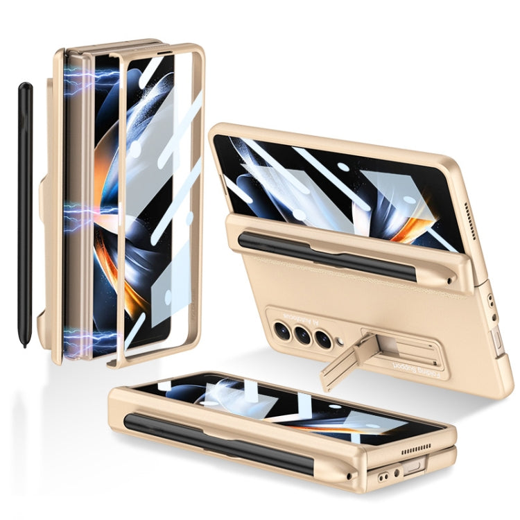 For Samsung Galaxy Z Fold4 GKK Magnetic Hinge Flip Phone Case with Holder & Pen Slot(Champagne Gold) - Galaxy Z Fold4 5G Cases by GKK | Online Shopping UK | buy2fix