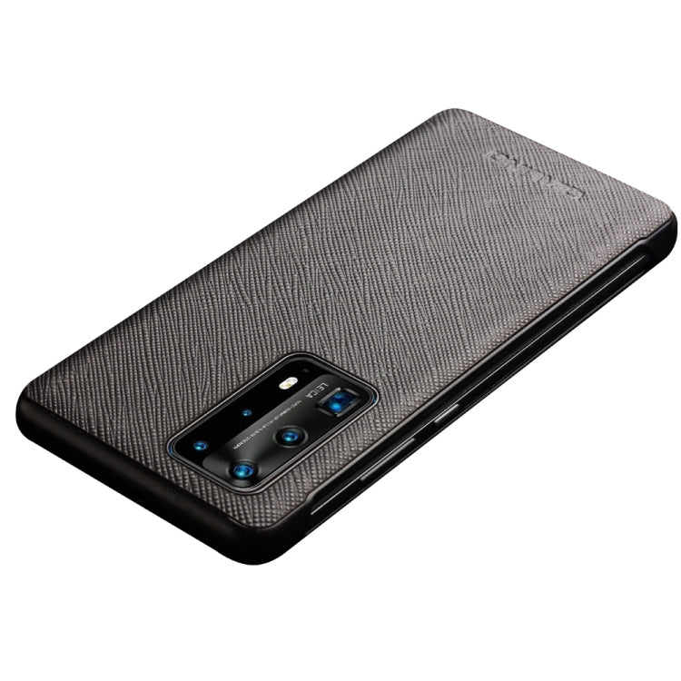 For Huawei P40 Pro QIALINO Puda Texture Side Window View Leather Phone Case(Black) - Huawei Cases by QIALINO | Online Shopping UK | buy2fix