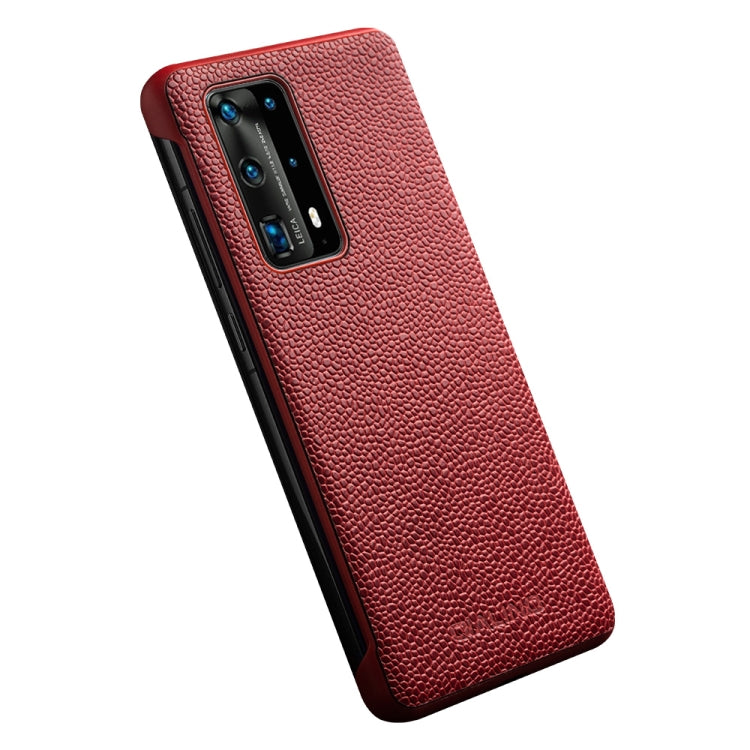 For Huawei P40 Pro QIALINO XiangNai Texture Side Window View Leather Phone Case(Red) - Huawei Cases by QIALINO | Online Shopping UK | buy2fix