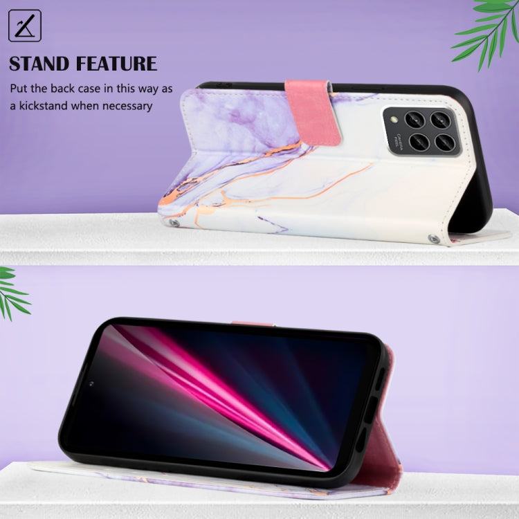 For T-Mobile Revvl 6 Pro 5G PT003 Marble Pattern Flip Leather Phone Case(White Purple LS006) - More Brand by buy2fix | Online Shopping UK | buy2fix