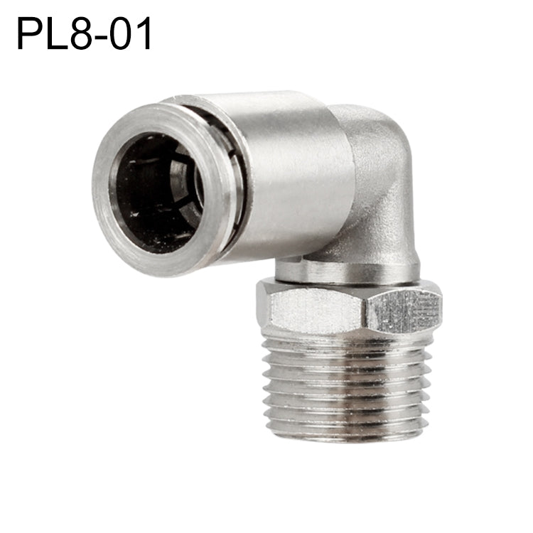 PL8-01 LAIZE Nickel Plated Copper Elbow Male Thread Pneumatic Quick Fitting Connector -  by LAIZE | Online Shopping UK | buy2fix