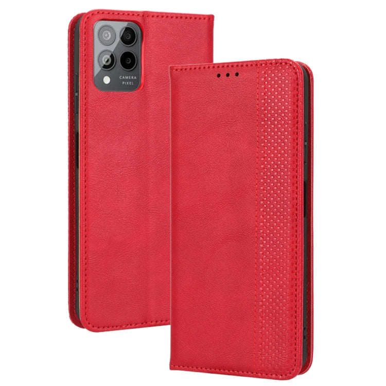 For T-Mobile REVVL 6 Pro 5G Magnetic Buckle Retro Texture Leather Phone Case(Red) - More Brand by buy2fix | Online Shopping UK | buy2fix