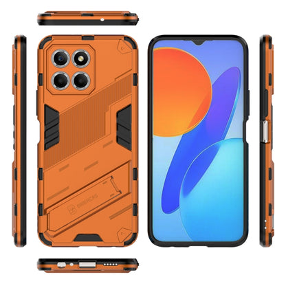 For Honor X8 5G Punk Armor PC + TPU Phone Case with Holder(Orange) - Honor Cases by buy2fix | Online Shopping UK | buy2fix