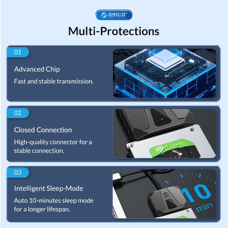 ORICO UTS2 USB 3.0 2.5-inch SATA HDD Adapter with Silicone Case, Cable Length:0.3m - USB to IDE / SATA by ORICO | Online Shopping UK | buy2fix