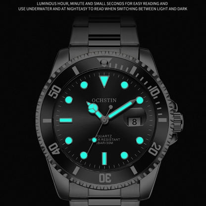 Ochstin 5019F Fashion Business Single Calendar Waterproof Stainless Steel Strap Quartz Watch(Gold+Blue) - Metal Strap Watches by OCHSTIN | Online Shopping UK | buy2fix
