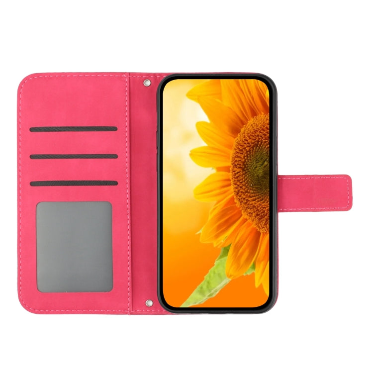 For Xiaomi 12 / 12X Skin Feel Sun Flower Pattern Flip Leather Phone Case with Lanyard(Rose Red) - 12 Cases by buy2fix | Online Shopping UK | buy2fix