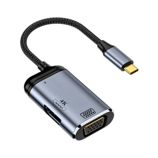 Y001 3 in 1 USB-C/Type-C to VGA+HDMI+USB-C/Type-C Audio Adapter Cable - Computer & Networking by buy2fix | Online Shopping UK | buy2fix