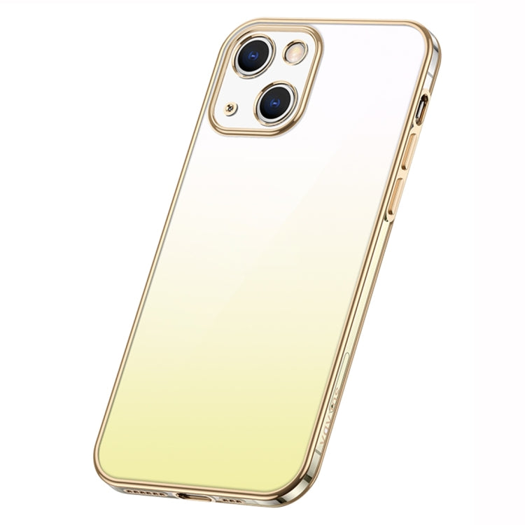 For iPhone 14 SULADA Iridescence Series Plating Transparent Gradient Phone Case(Gold) - iPhone 14 Cases by SULADA | Online Shopping UK | buy2fix