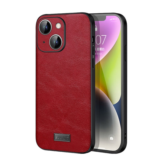 For iPhone 14 SULADA Shockproof TPU + Handmade Leather Phone Case(Red) - iPhone 14 Cases by SULADA | Online Shopping UK | buy2fix