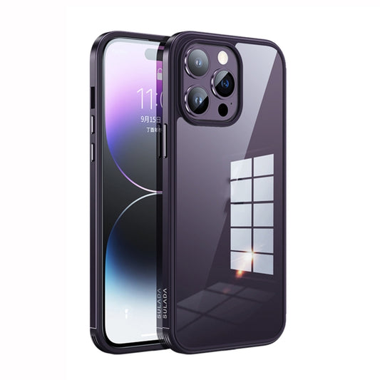 For iPhone 14 Pro Max SULADA Metal Frame + Nano Glass + TPU Phone Case(Dark Purple) - iPhone 14 Pro Max Cases by SULADA | Online Shopping UK | buy2fix