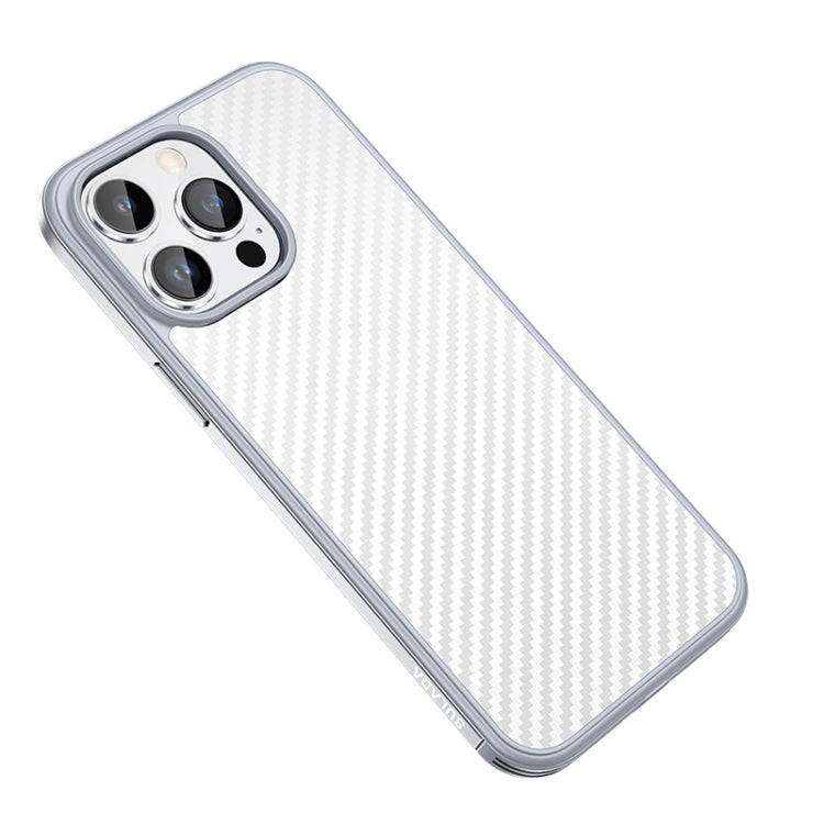 For iPhone 14 Pro SULADA Carbon Fiber Textured Shockproof Metal + TPU Frame Case(Silver) - iPhone 14 Pro Cases by SULADA | Online Shopping UK | buy2fix