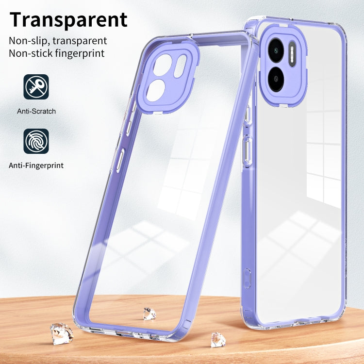 For Xiaomi Redmi A1 3 in 1 Clear TPU Color PC Frame Phone Case(Purple) - Xiaomi Cases by buy2fix | Online Shopping UK | buy2fix