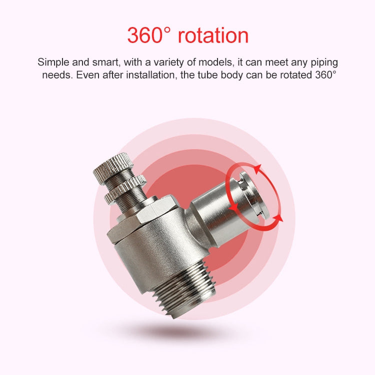 SL10-02 LAIZE Nickel Plated Copper Male Thread Throttle Valve Pneumatic Connector -  by LAIZE | Online Shopping UK | buy2fix