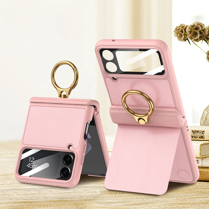 For Samsung Galaxy Z Flip4 GKK Magnetic Fold Hinge Full Coverage Phone Case with Ring Holder(Pink) - Galaxy Z Flip4 5G Cases by GKK | Online Shopping UK | buy2fix