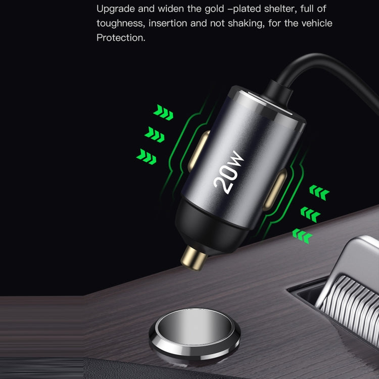 TOTUDESIGN 20W USB Car Fast Charging, Cable Length: 1.2m, Interface:USB-C / Type-C(Grey) - Car Charger by TOTUDESIGN | Online Shopping UK | buy2fix