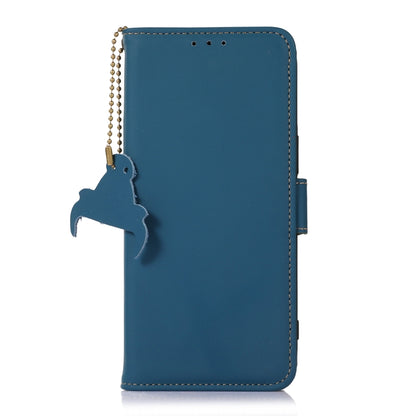 For Samsung Galaxy A54 5G Genuine Leather Magnetic RFID Leather Phone Case(Blue) - Galaxy Phone Cases by buy2fix | Online Shopping UK | buy2fix