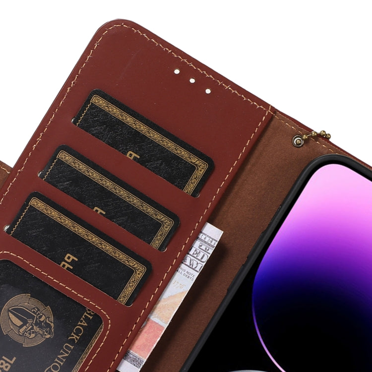 For Samsung Galaxy A54 5G Genuine Leather Magnetic RFID Leather Phone Case(Coffee) - Galaxy Phone Cases by buy2fix | Online Shopping UK | buy2fix