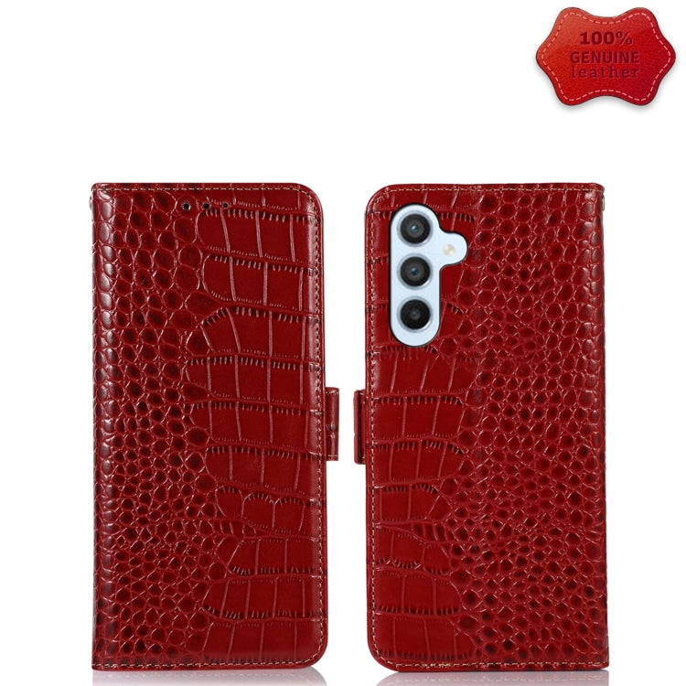 For Samsung Galaxy A54 5G Crocodile Top Layer Cowhide Leather Phone Case(Red) - Galaxy Phone Cases by buy2fix | Online Shopping UK | buy2fix